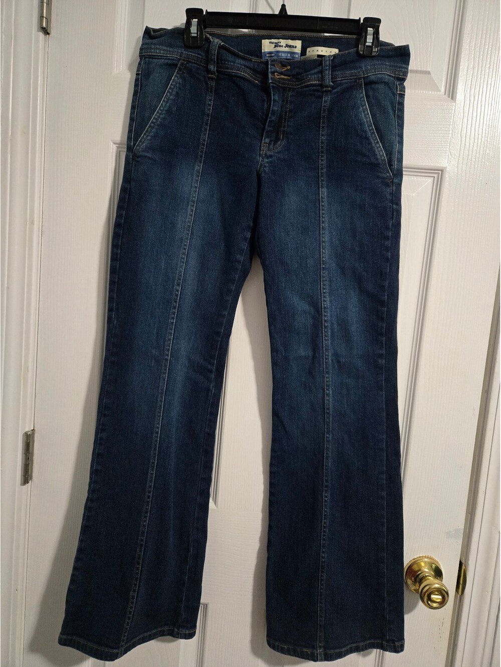 Vintage Old Navy Y2K Jeans Front Seam Flare Bootcut Dark Wash Stretch Size 12 - Picture 2 of 14